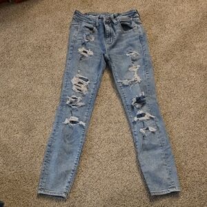 American Eagle Outfitters Light Blue Distressed Skinny Jeans